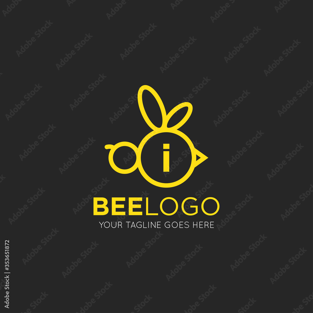 Fototapeta premium initial i letter bee logo vector illustration design template