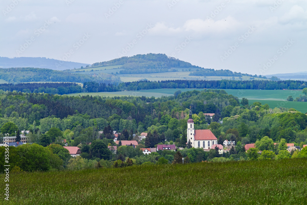 View from the Breiteberg to the Zittau mountains