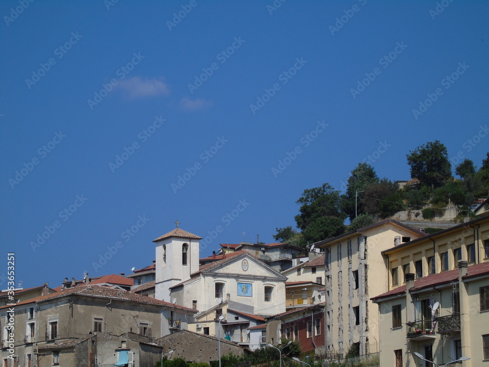 View of the City of Taverna (Calabria, Italy) with the church of Saint Barbara