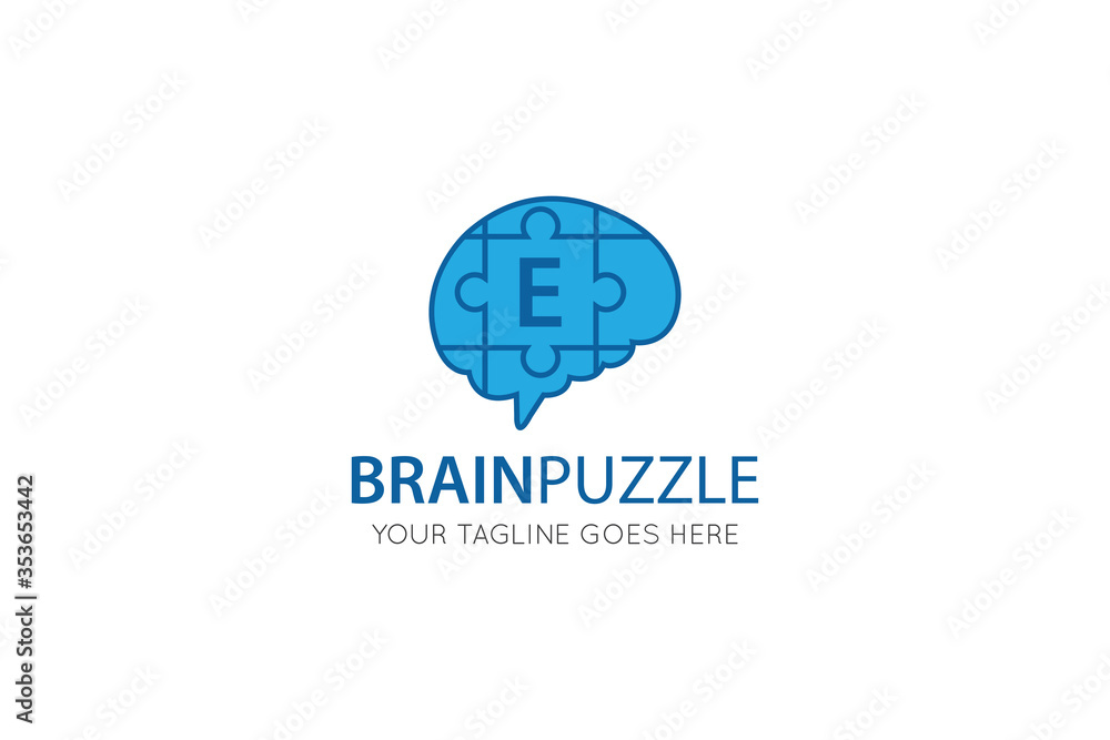initial leter e brain logo and icon vector illustration design template initial leter e brain logo and icon vector illustration design template