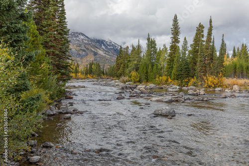 Scenic River Flowing Through a Teton Autmn Landscape