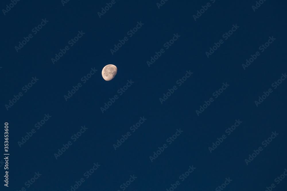 Crescent in the blue evening cloudless sky. Moon in the sky Crescent in the blue evening cloudless sky. Moon in the sky