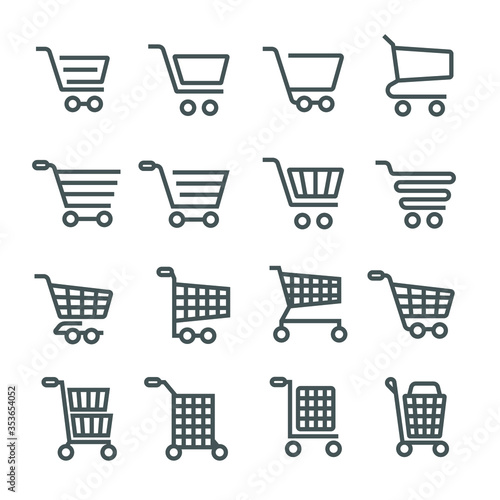 16 of shopping cart flat icon set