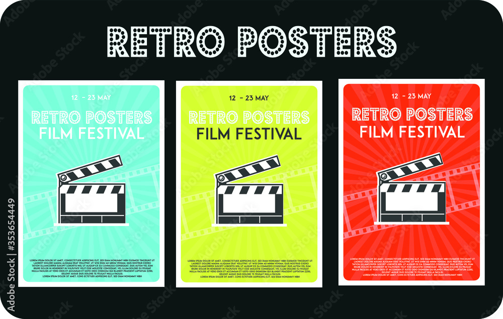 Plakat Festival movie Cinema Retro Poster Flyer Banner illustration