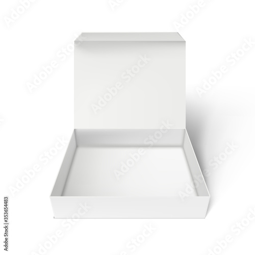 Realistic Cardboard Open Gift Box On White Back