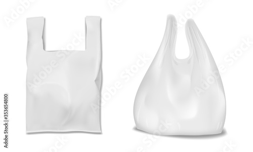 Blank White Plastic Shopping Bag With Shadow