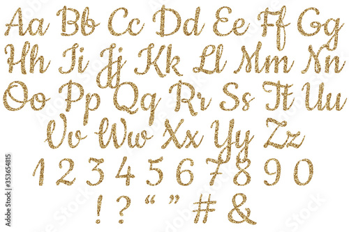 Gold Glitter Alphabet. Glitter Letters.