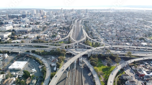 Aerial shot of the MacArthur Maze Oakland California, USA