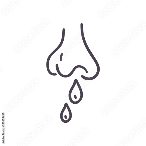 Nose with drops line style icon vector design