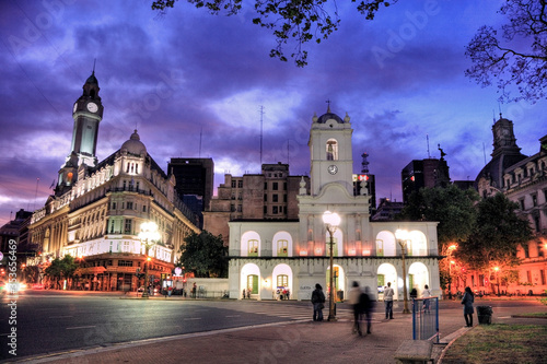 Cabildo at dusk. Plaza de Mayo, Buenos Aires, Argentina. photo
