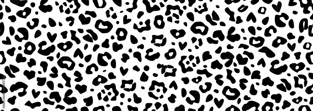 Seamless pattern of snow leopard skin pattern with little hearts. Minimal  black artistic spots isolated on white background. Abstract wild fabric  print. Digital motif wallpaper. Cheetah modern poster Stock Vector | Adobe