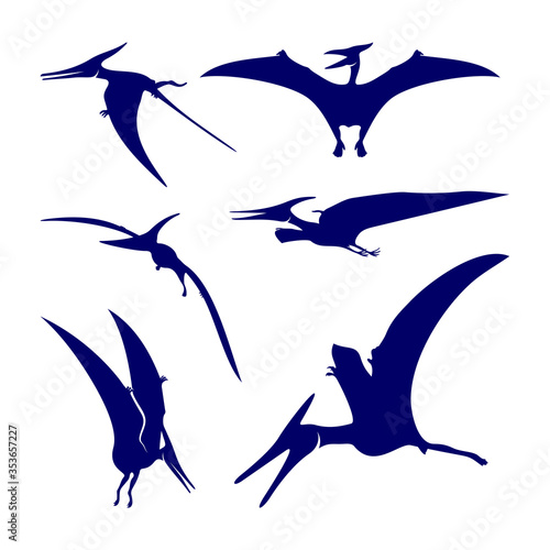 Set of Pterosaurs logo design vector. Icon Symbol. Template Illustration