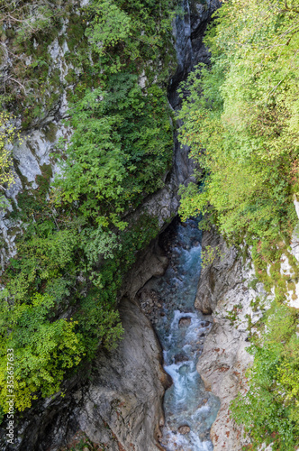 Koritnica gorge in Loska Koritnica valley in Triglav national park and Julian alps in Primorska, Slovenia.