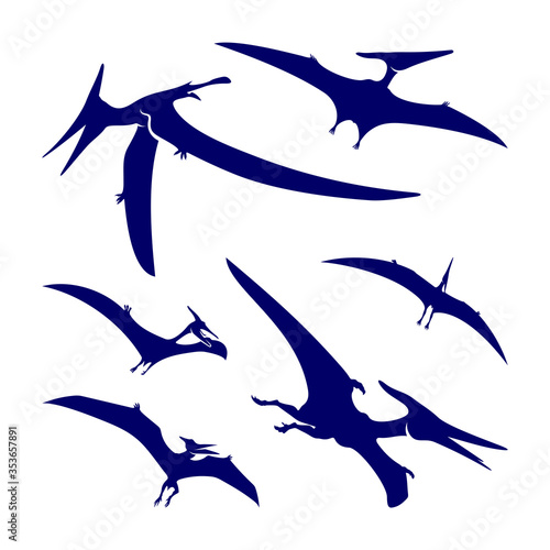 Set of Pterosaurs logo design vector. Icon Symbol. Template Illustration
