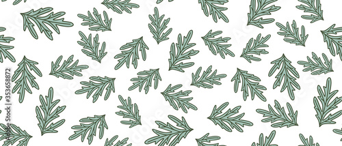 Green leaves seamless background on white background. Vector illustration. photo
