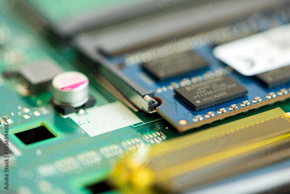 Close-up electronic circuit board. Close-up electronic circuit board.