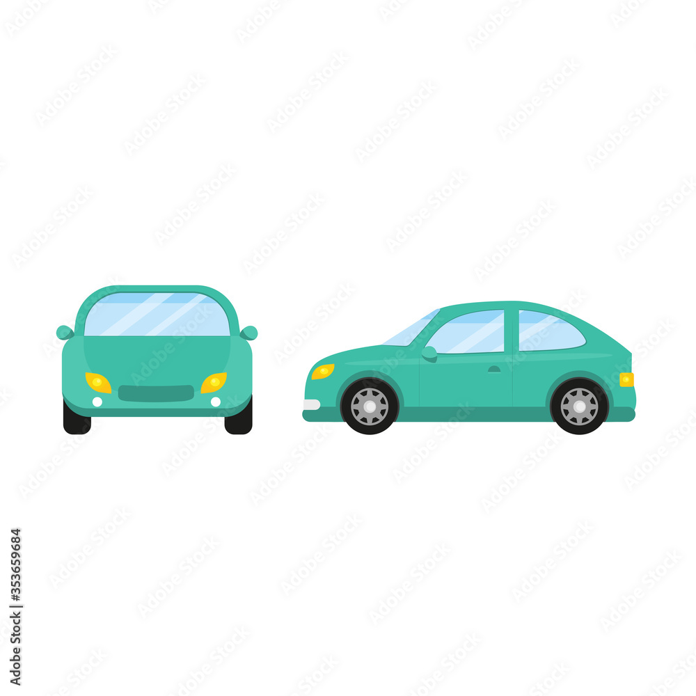 This is a collection of cars in a flat style. Illustration on white background.