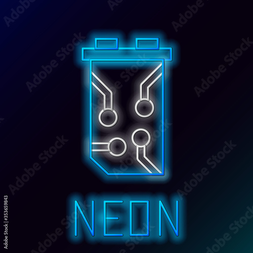 Glowing neon line Video graphic card icon isolated on black background. Colorful outline concept. Vector.