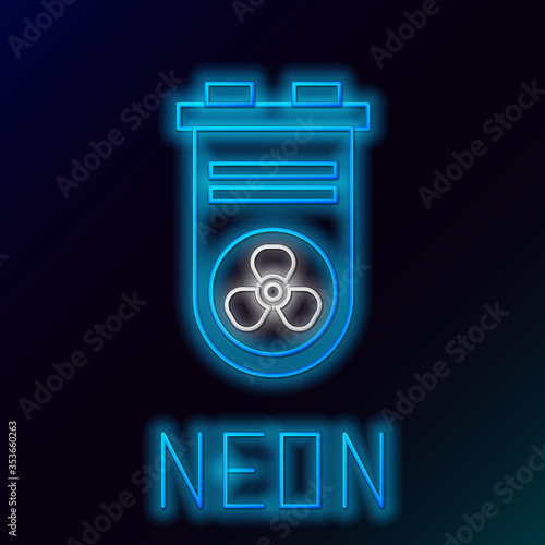 Glowing neon line Video graphic card icon isolated on black background. Colorful outline concept. Vector.