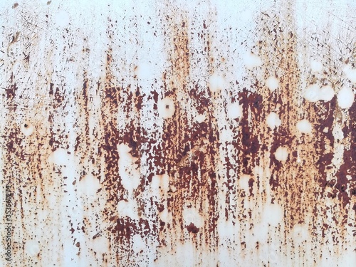 Rush and corroded on metal white background. Old rusty metal texture.