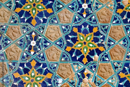 Star tile ornament on old sulphur bath in Abanotubani district, Tbilisi, Georgia. Name of the bath: Orbeliani also known as Fancy Coloured, 17th century