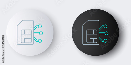 Line Sim card icon isolated on grey background. Mobile cellular phone sim card chip. Mobile telecommunications technology symbol. Colorful outline concept. Vector.