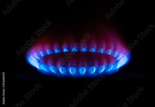 stove flame on dark background
