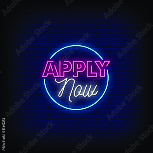 Apply Now Neon Signs Style Text vector
