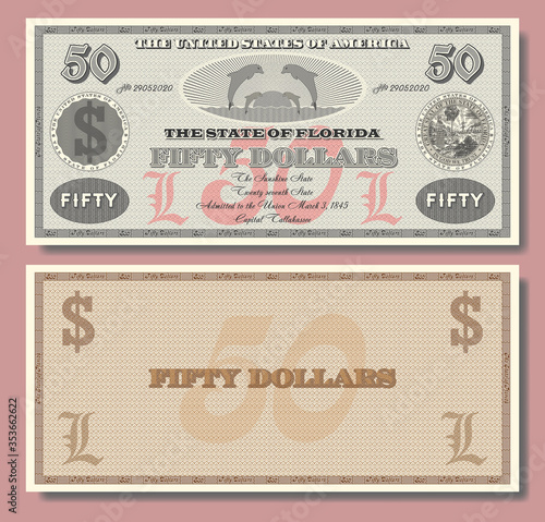 $ 50 fictional US banknote dedicated to the twenty seventh state of Florida