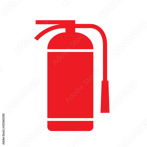 Flat vector illustration red fire extinguisher icon on white background. Fire safety.