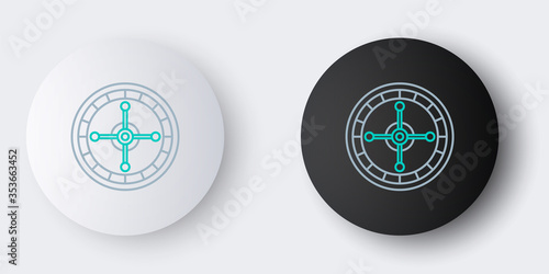 Line Casino roulette wheel icon isolated on grey background. Colorful outline concept. Vector.