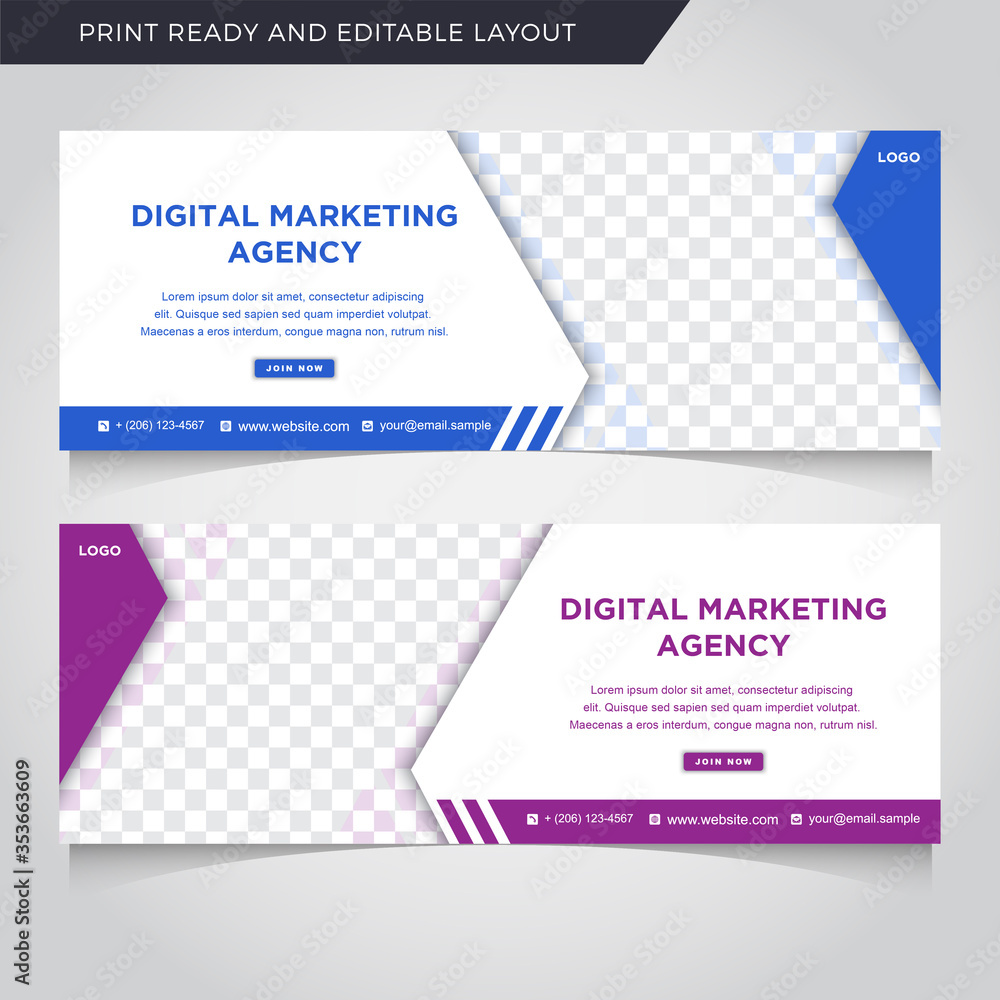 Set of Editable minimal banner template. blue and purple background color with stripe line shape. Suitable for social media post and web internet ads. Vector illustration with photo ads Set of Editable minimal banner template. blue and purple background color with stripe line shape. Suitable for social media post and web internet ads. Vector illustration with photo ads