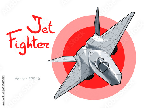 Modern American jet fighter aircraft. Vector sketch