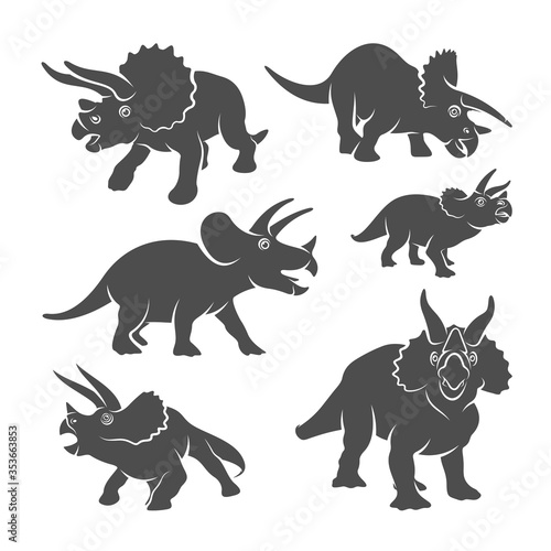 Set of Triceratops dinosaurs logo design vector. Icon Symbol. Template Illustration