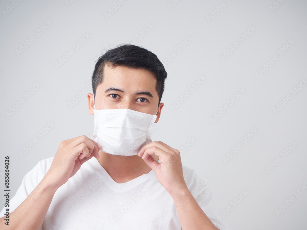 Young man in protective medical mask.