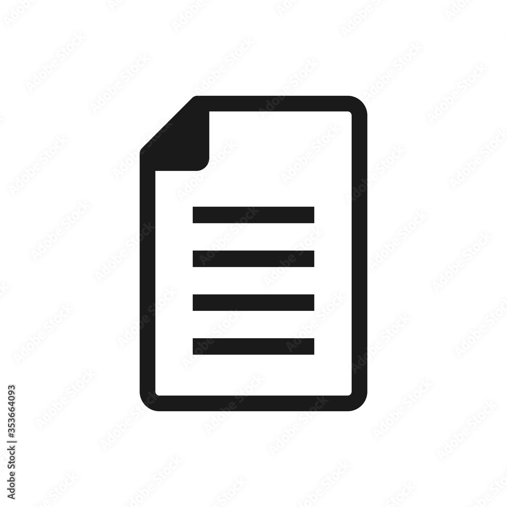 Document vector icon. File icon isolated on white background. Note Document vector icon. File icon isolated on white background. Note