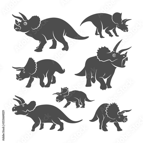 Set of Triceratops dinosaurs logo design vector. Icon Symbol. Template Illustration