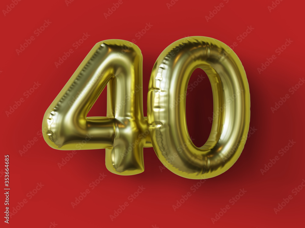 Golden balloon in shape of number 40 Golden balloon in shape of number 40
