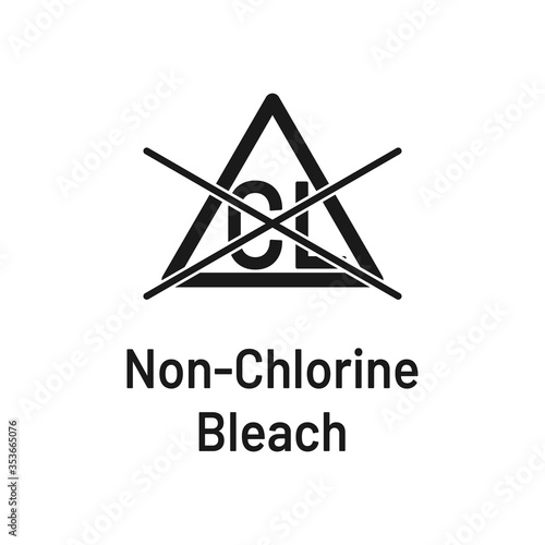 Laundry icon with text isolated on white background. Non-chlorine bleach symbol. Non chlorine. Washing sign.