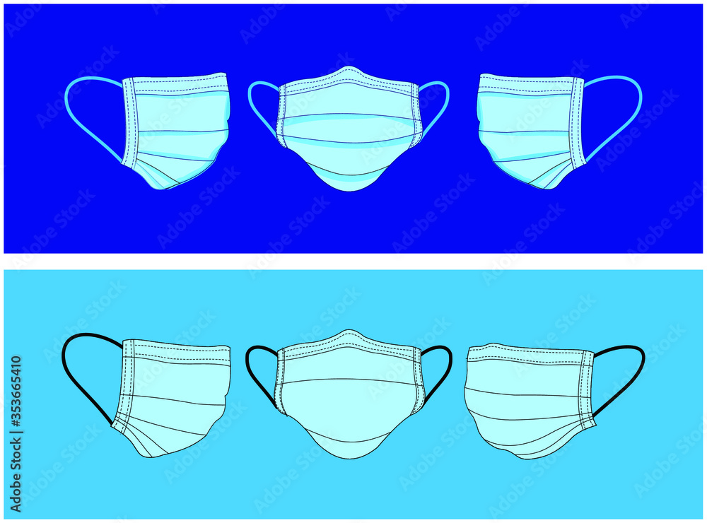 Mask Vektor Design. doctor masks and corona virus protection are isolated against blue background. Mask Vektor Design. doctor masks and corona virus protection are isolated against blue background.