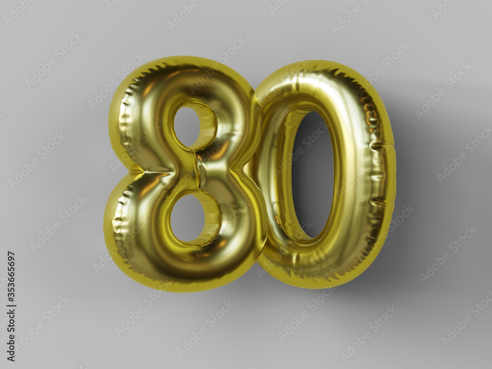 Golden balloon in shape of number 80