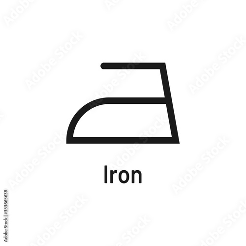 Laundry icon with text isolated on white background. Iron symbol. Washing sign.
