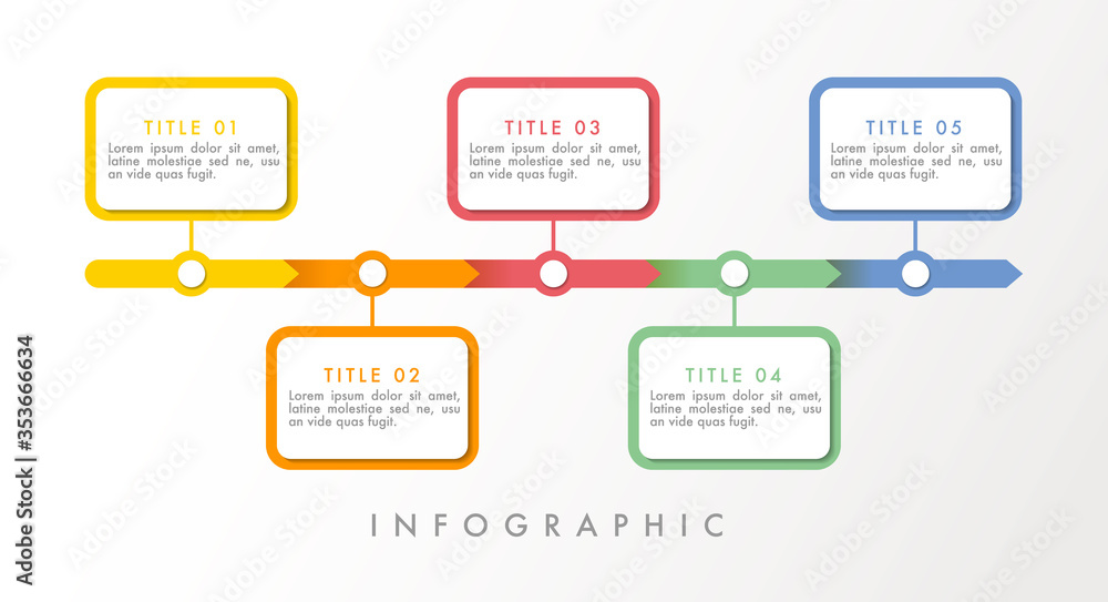 Timeline infographics with 5 steps Timeline infographics with 5 steps