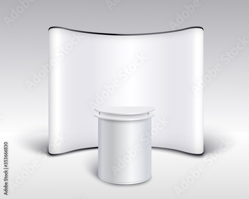 Realistic empty and empty promo stand and display for advertising and promotion at the exhibition.