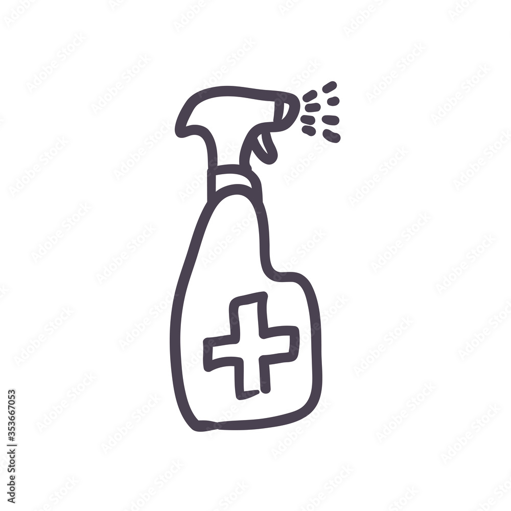 Cross inside spray bottle line style icon vector design Cross inside spray bottle line style icon vector design