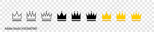 Crowns collection. Crown in different styles. Crowns isolated on transparent background. Crown vector icons. Vector illustration