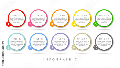 Business Infographic. Time line  with numbers 10 options or steps.