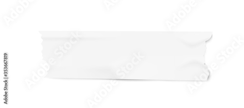 Small piece of adhesive duct tape with realistic paper texture, sticky masking stationery strip with ripped corners and wrinkles