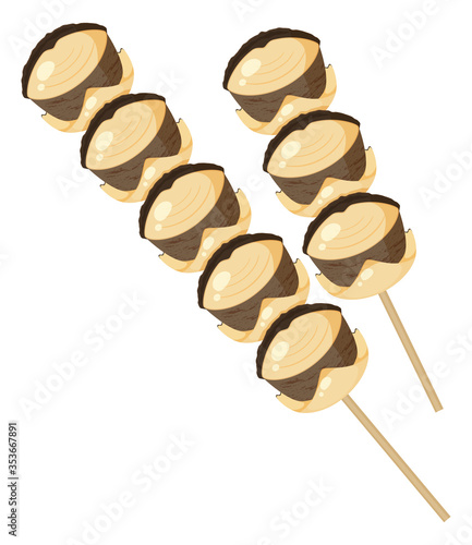 サザエの串焼きのイラスト