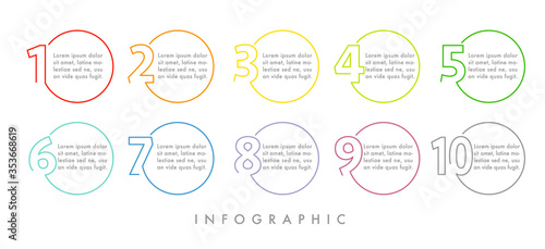 Business Infographic. Time line with numbers 10 options or steps.